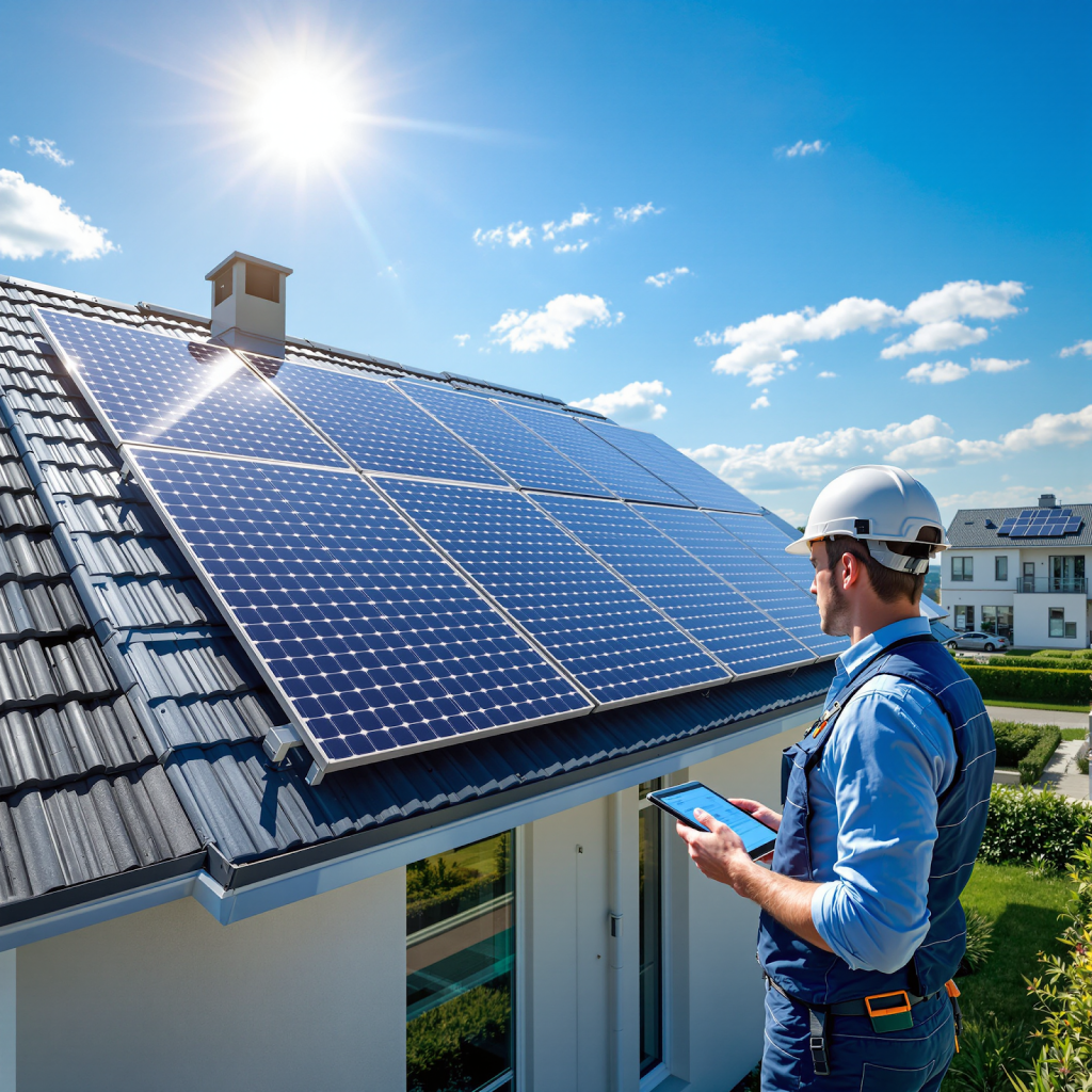 Pannelli solari installati su tetto per efficienza energetica Ecobonus 2025